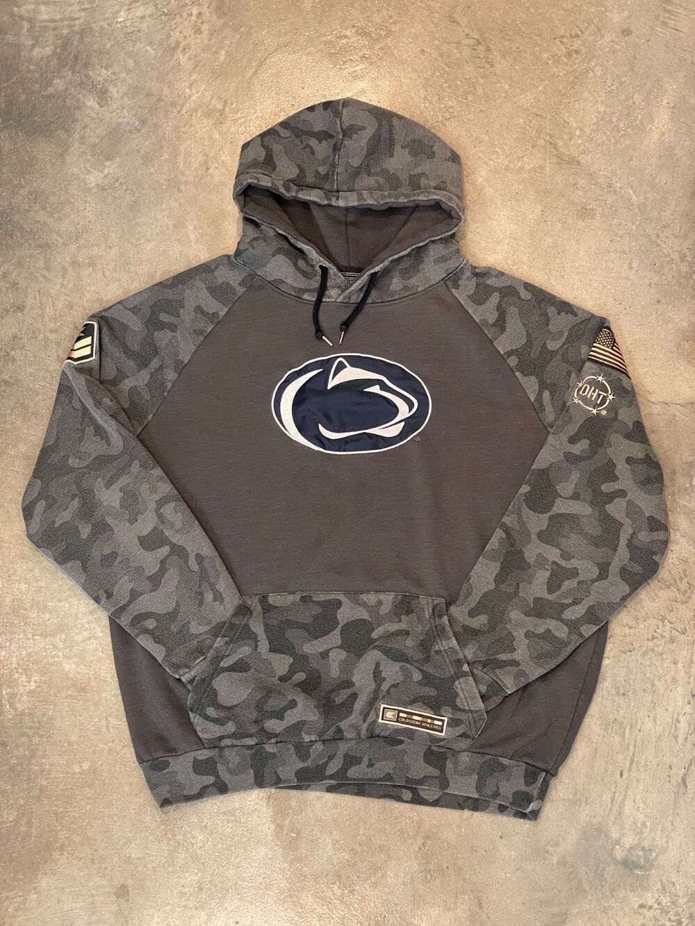 Colosseum Penn State Hoodie Mens XXL Gray Camo Salute To Service NCAA Football